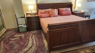 Bed set / king size bed /Bed with mattress / Bed with side tables