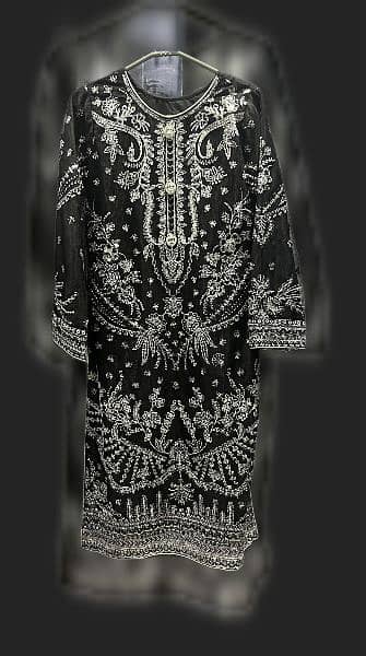 Black Emboridery Net Suit 0