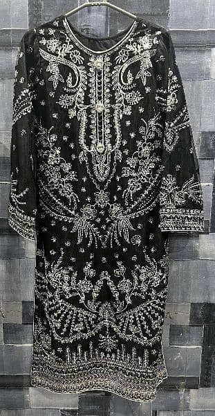 Black Emboridery Net Suit 1