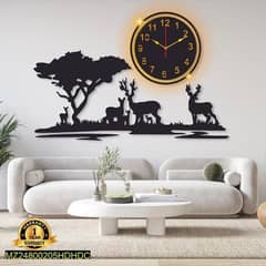 Grazing deer design laminated wall clock with back light