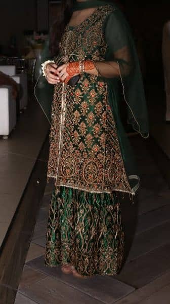 silk gharara and  frok style shirt with net dubatta 2