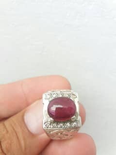 NATURAL RUBY WITH NICE HAND-MADE SILVER RING.