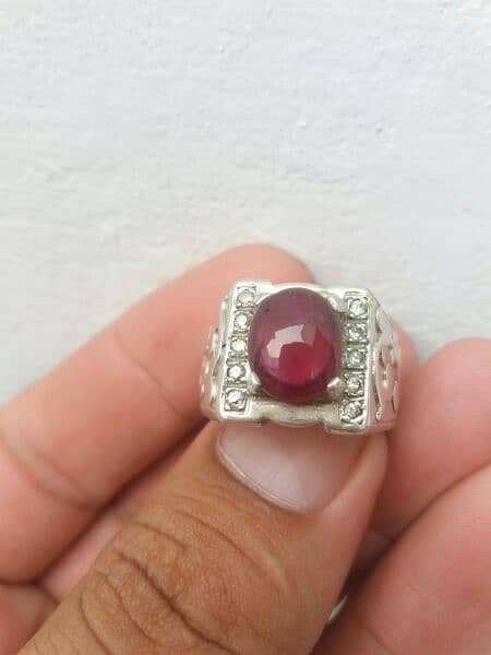 NATURAL RUBY WITH NICE HAND-MADE SILVER RING. 1