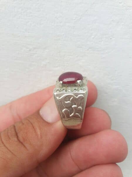 NATURAL RUBY WITH NICE HAND-MADE SILVER RING. 2