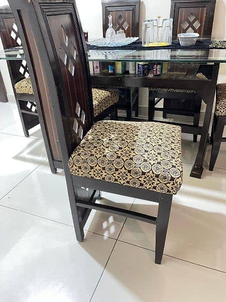 6 seater dining table set/wooden chairs/glass top dining table 3