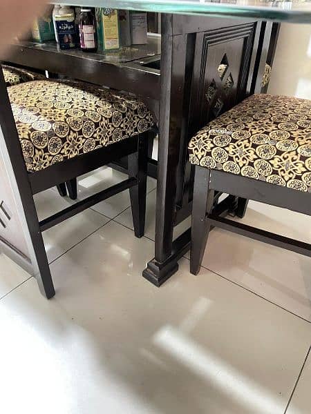 6 seater dining table set/wooden chairs/glass top dining table 4