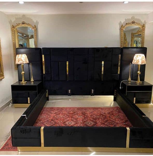 king size double bed & 2 side tables beautiful design available 6