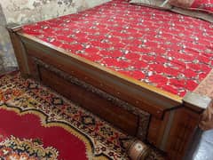 Wood Bed and mattress With Dressing Table