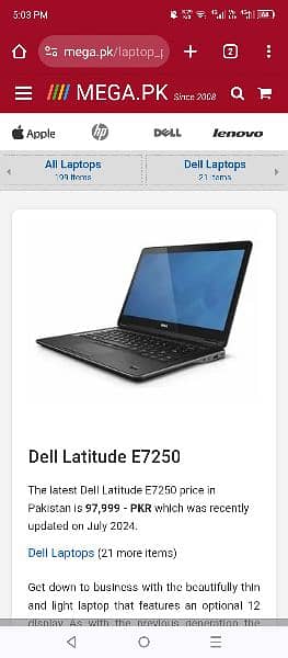 Laptop DELL latitude E 7250 7