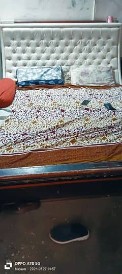 king bed with mattress and wardrobe