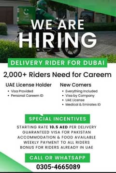 UAE Rider Visa With Free Bike License /0,3,0,5,4,6,6,5,0,8,9/
