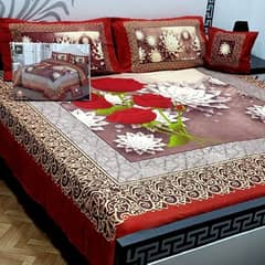 4 PCs Crystal Cotton Printed Double Bedsheet