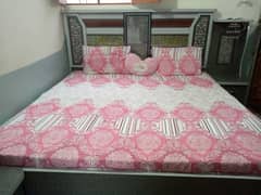 double bed with 2 side tables almari showcase dressing
