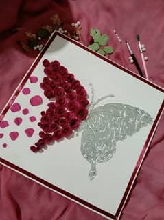 mirror and rose art butterfly frame
