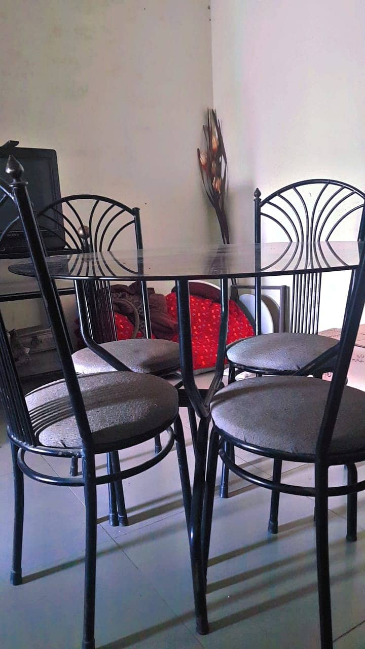 4 chair Dining table & iron rod rectangle table 1