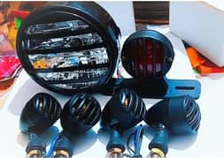 Head Light Beam Round Shape Tail Back Light,4 Piece Grill Indicator