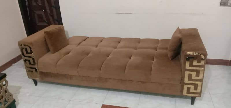 sofa cum bed luxury GOLD velvet colour 4