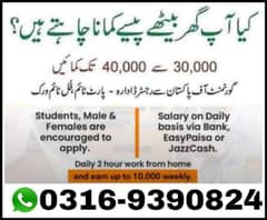 part time job Available, Online Earining Home work,
