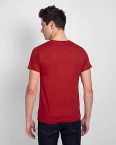 1 Pc Men's Stitched Round Neck T-Shirt, red/Cash on delivery