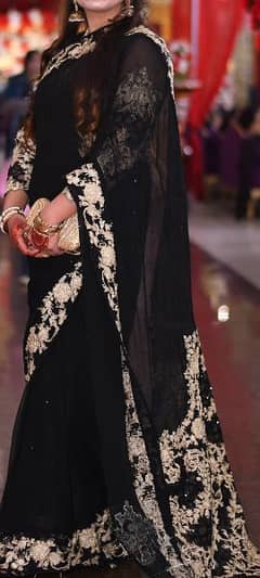 maria B Luxury Formal Heavy and full Embroidered black sari