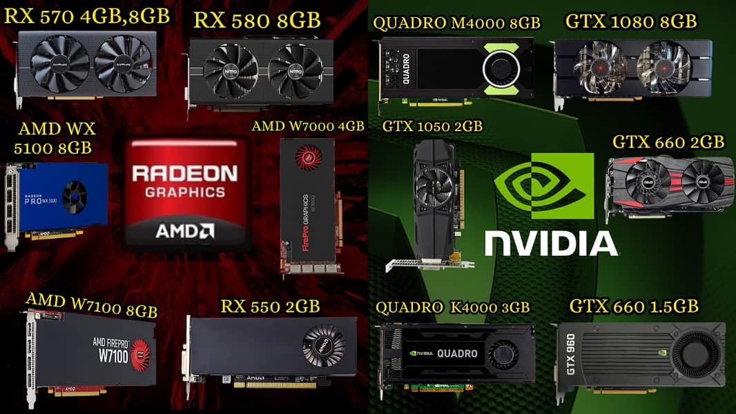 Gaming PC RGB Setup Graphic Cards Nvidia and AMD RTX,GTX,RX GPU 8