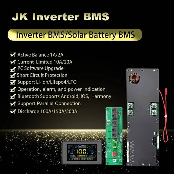 JK Smart inverter BMS 24v 48v 100A 1A balance charge peak 200A Current 3