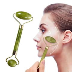 Facial Massage Jade Marble Roller Double Heads Jade Stone Face Lift Ha