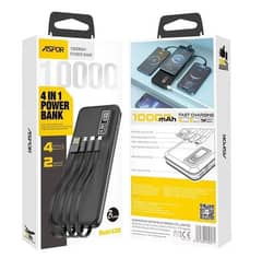 Aspor A300 Power Bank Original 10000mah Li-polymer Battery 4 In1 Power