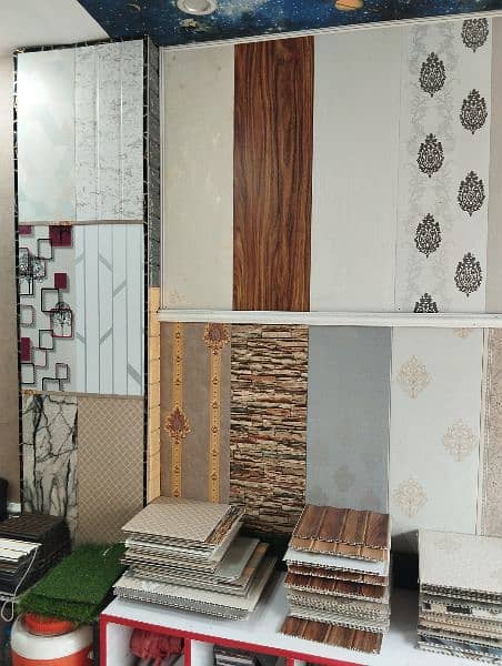 pvc wall panel, window blinds, glass paper, wooden floor hi 17