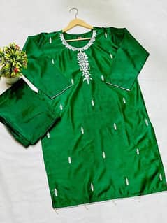 2 pcs women's katan silk embroidered suit