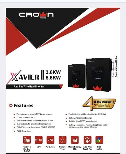 crown Xavier 3 kv with wifi  4 year company warranty 2