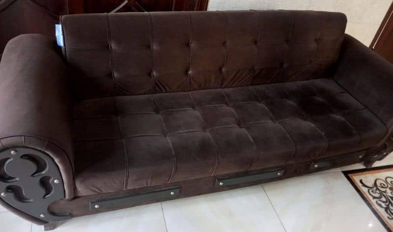 sofa cum bed in brown colour 0