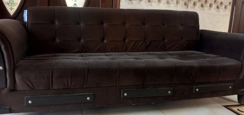 sofa cum bed in brown colour 1