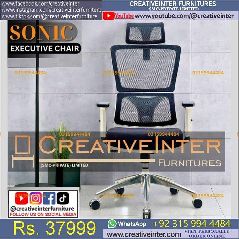 Office recliner chair table mesh Manager workstation revoling staff 2