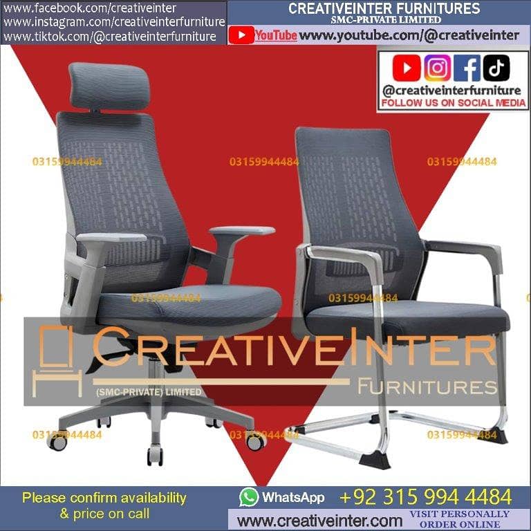 Office recliner chair table mesh Manager workstation revoling staff 7