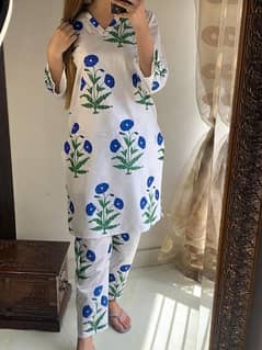 2 pics women printed shirt and trouser