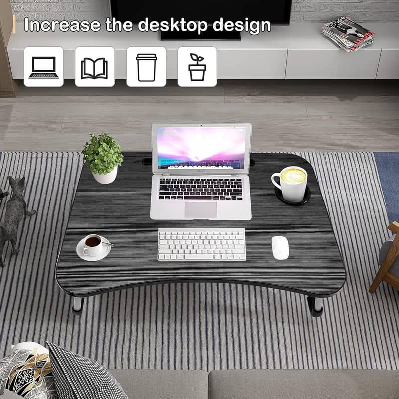 PORTABLE FOLDING LAPTOP DESK FOR BEDWITH IPAD AND CUP HOLDER ADJUSTA 3