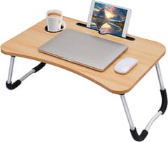 PORTABLE FOLDING LAPTOP DESK FOR BED WITH CUP AND IPAD HOLDER, FOLDA