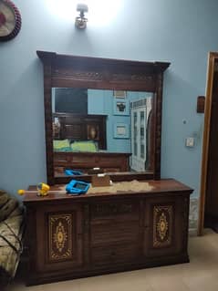Solid Wood Bed Set with Dressing Table for Sale in Bahria Town Lahore