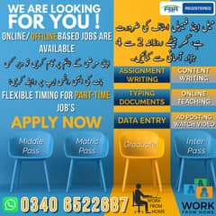 Online job/Part time/Assignments/Data entry/Typing/Boys/Girls Working