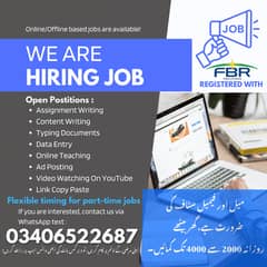 Online job/Part time/Assignments/Data entry/Typing/Boys/Girls Working