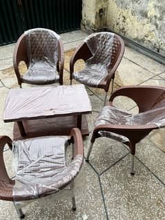 4 chairs with table good quality plastic