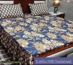 3 PCs cotton salonica printed frill double bedsheet 0