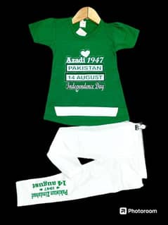 2 pcs Girls Lycra Printed T-shirt And trouser set