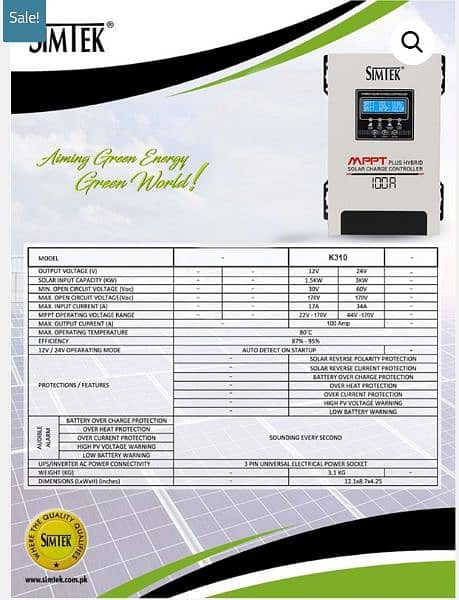 Simtek Mppt Plus Hybrid Solar Charge Controller 170v Voc 100amp 1