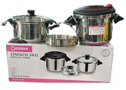 Dessini Pressure Cooker 6 L+ 8 L 3in1 GLASS LID and streamer grill