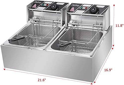 Deep Fryer with 2 Baskets Deep Fryer 12L Electric Dual Tank 1