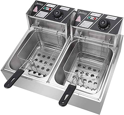 Deep Fryer with 2 Baskets Deep Fryer 12L Electric Dual Tank 2