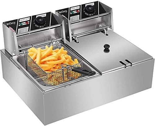 Deep Fryer with 2 Baskets Deep Fryer 12L Electric Dual Tank 4