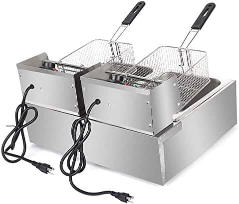 Deep Fryer with 2 Baskets Deep Fryer 12L Electric Dual Tank 6